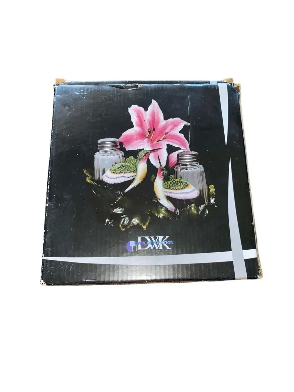 DWK Corporation Decorative Hummingbird and Lily Salt and Pepper Shaker Holder